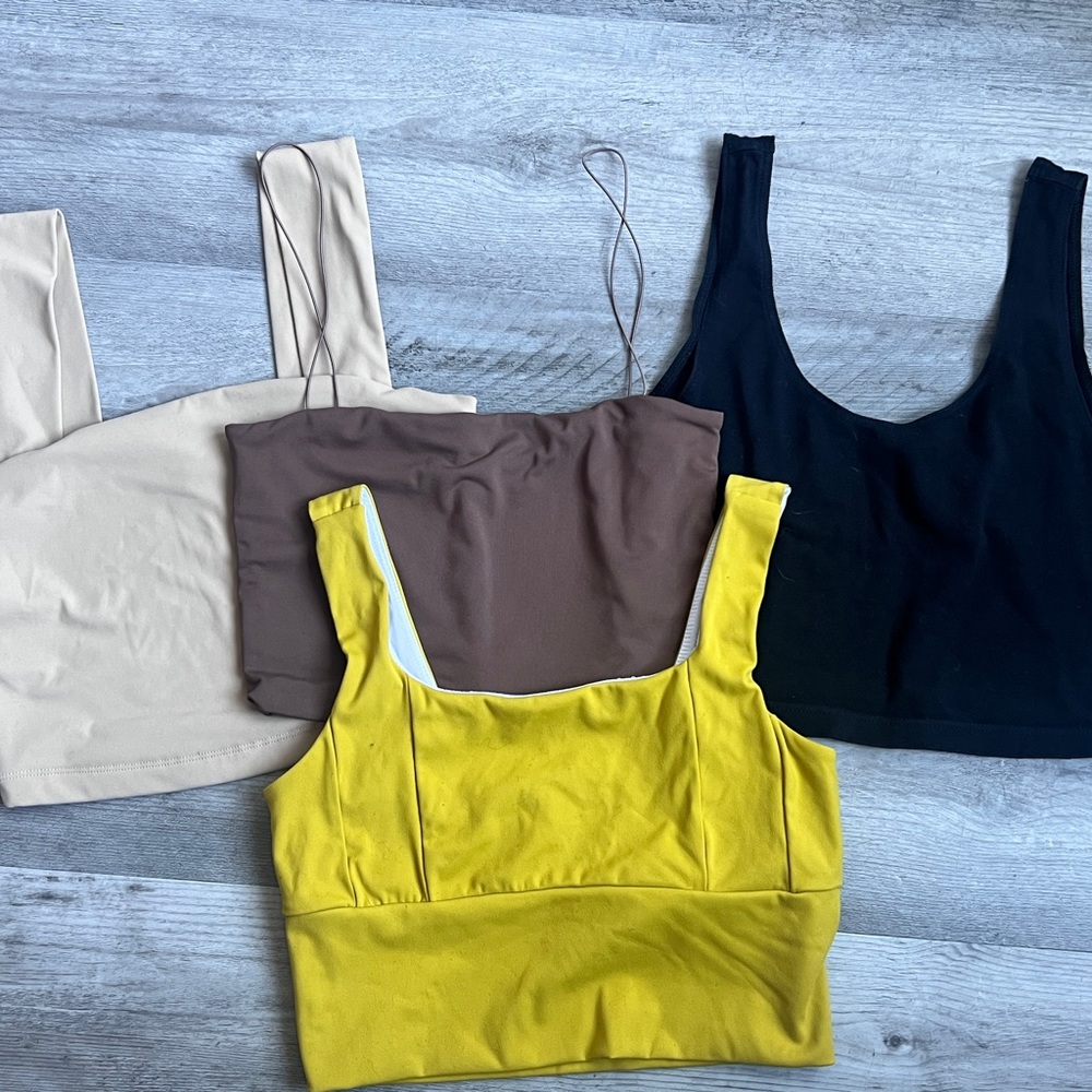 Meshki Crop Tops - Black, Yellow, Brown, and Cream